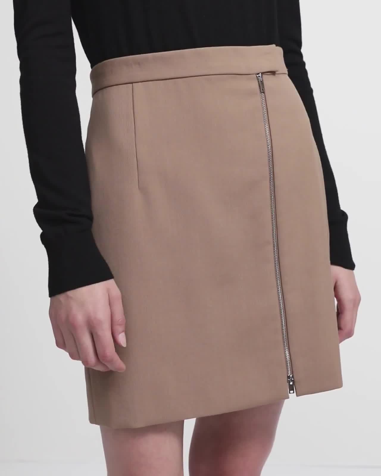 Theory Official Site | Zip Mini Skirt in Stretch Wool