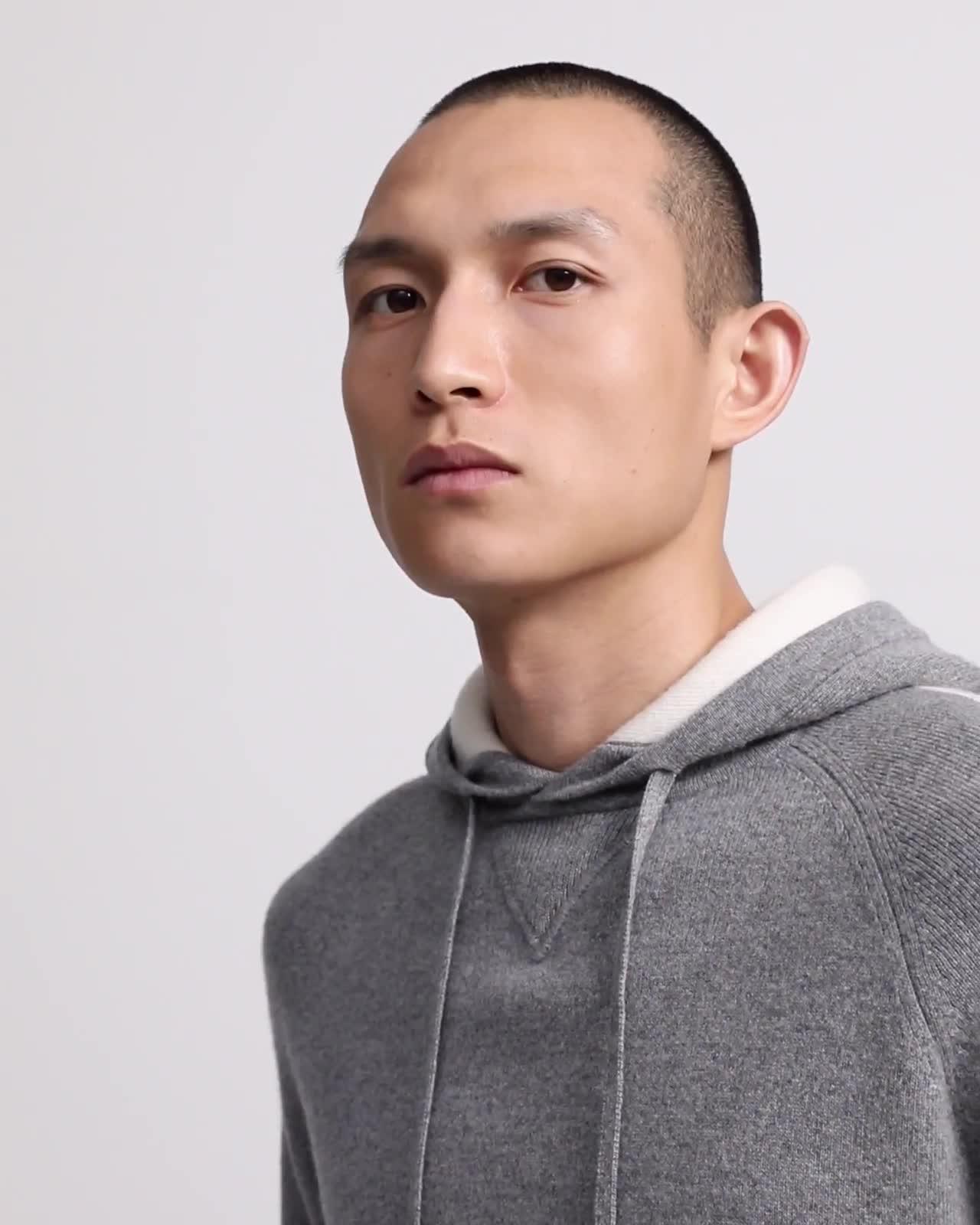 Lounge Hoodie in Striped Wool-Cashmere