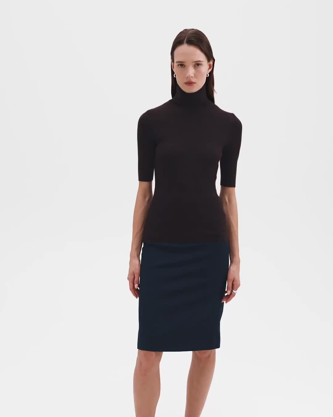 Leenda Short-Sleeve Turtleneck in Regal Wool