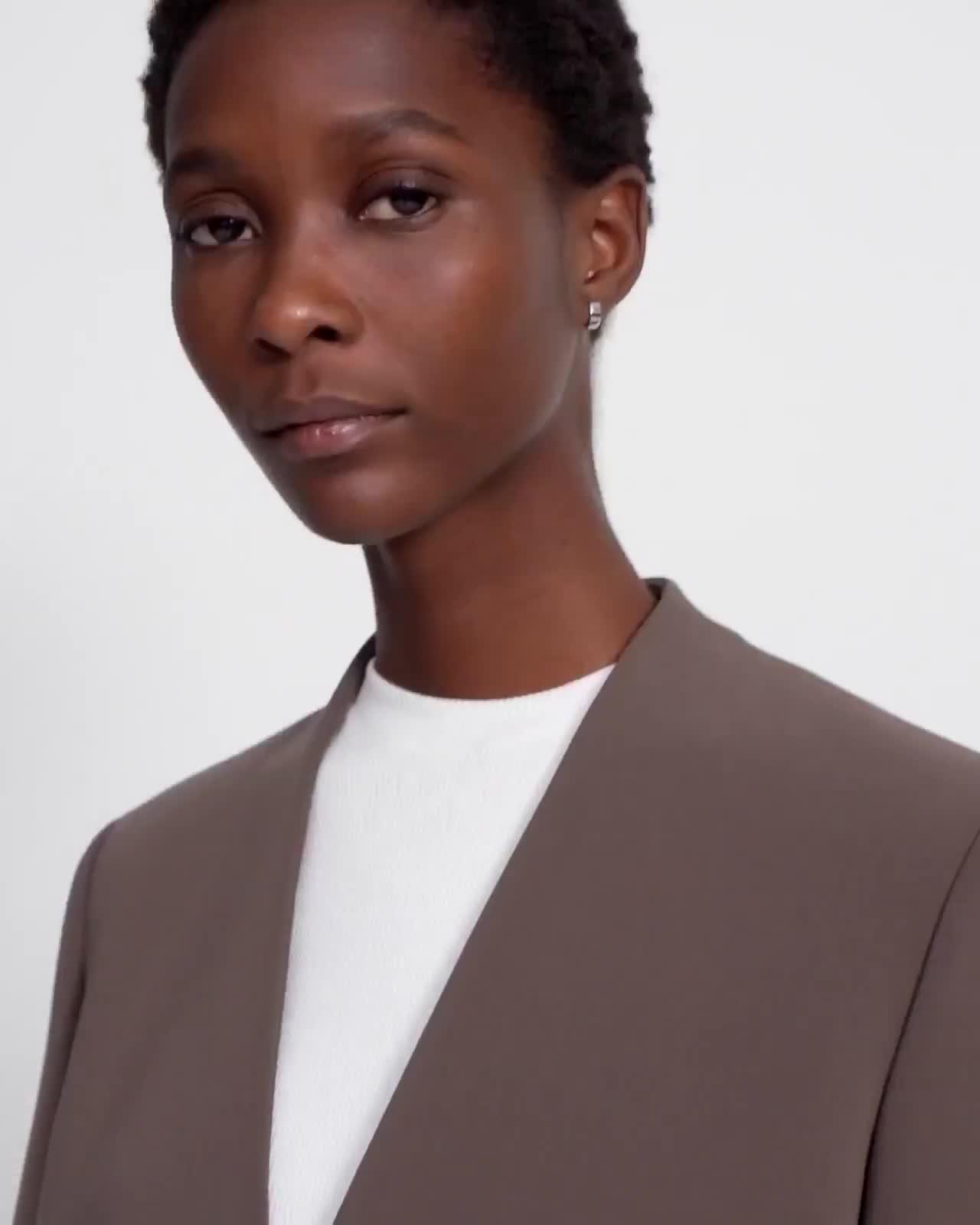 Collarless Blazer in Double Crepe