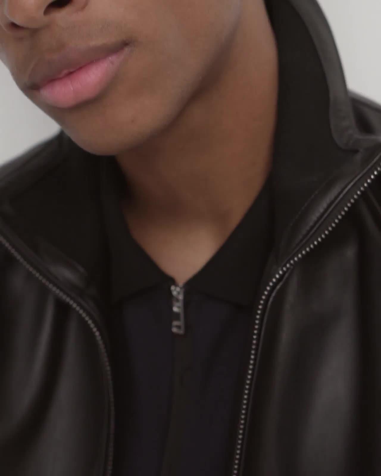 Stand Collar Jacket in Polished Nappa