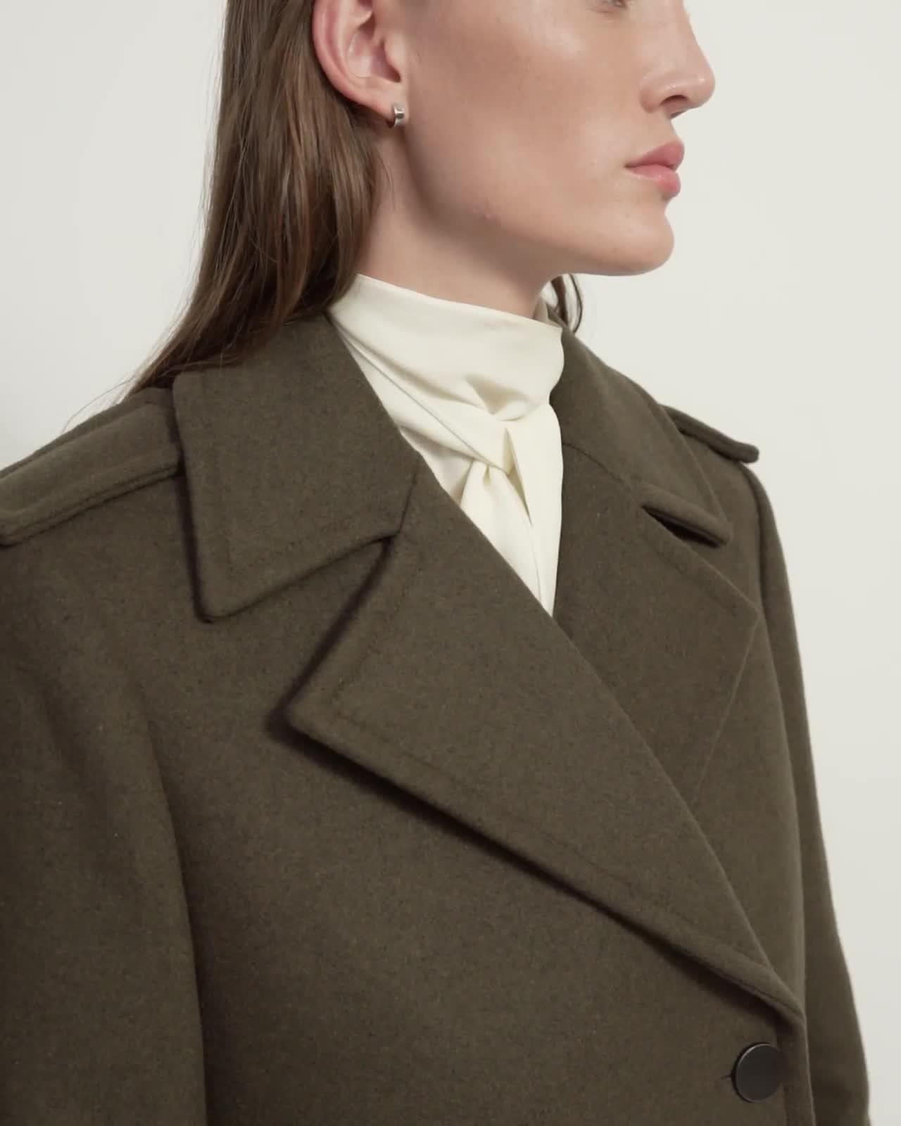Manteau style militaire en laine recyclée