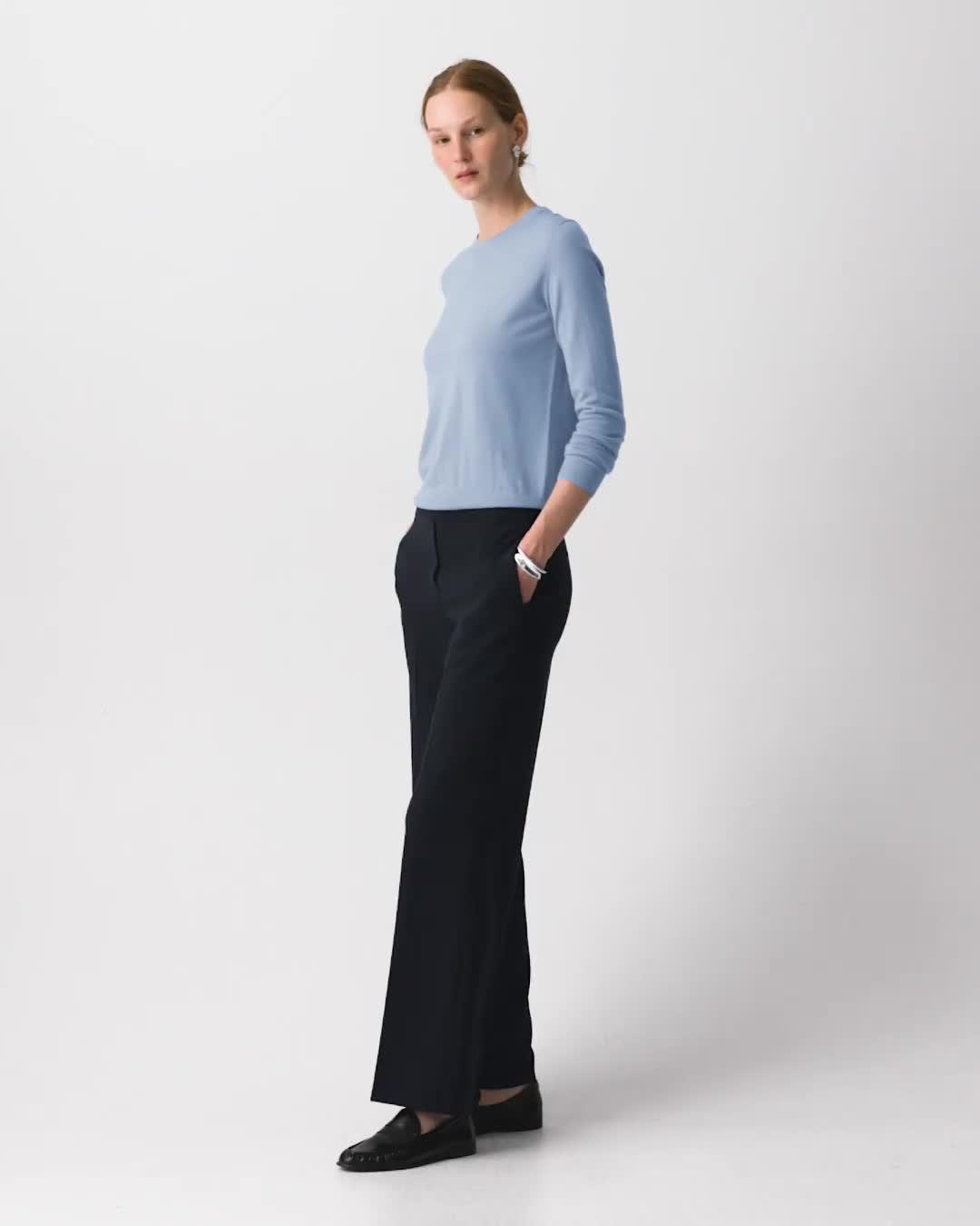 Wide-Leg Pull-On Pant in Admiral Crepe