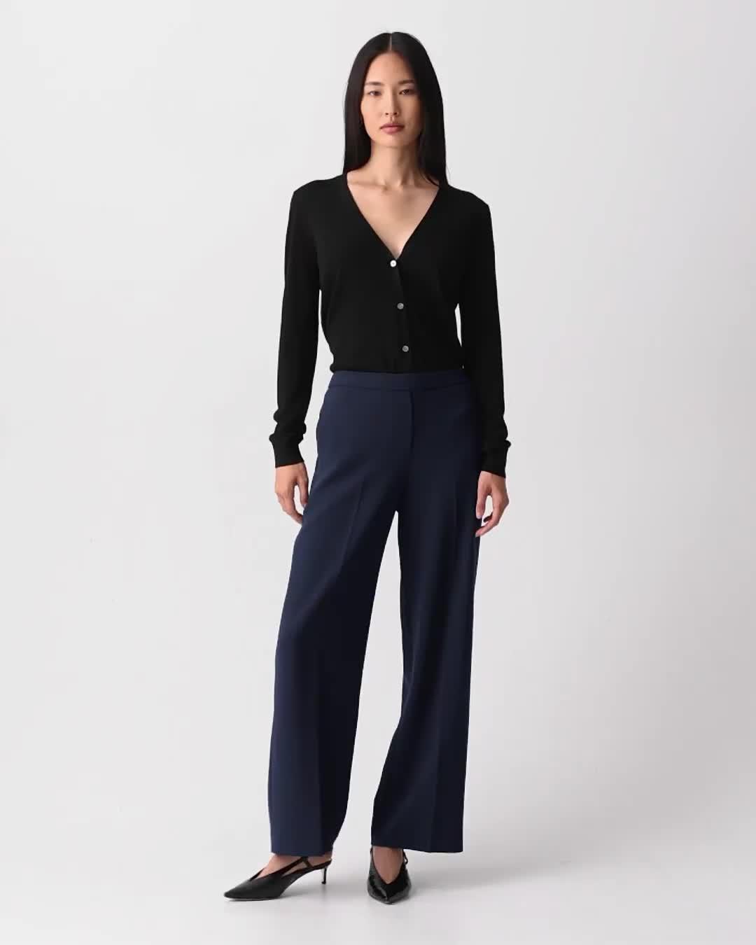 【美品】Theory Admiral Crepe Waist Tab Pant Admiral Crepe Wide Leg Pull-On Pant | Theory