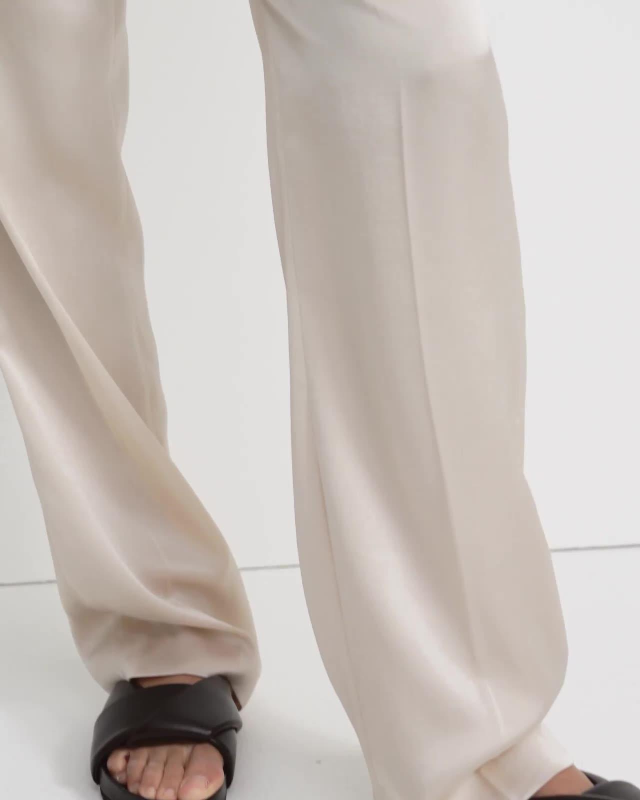 Crushed Satin Straight-Leg Pull-On Pant | Theory