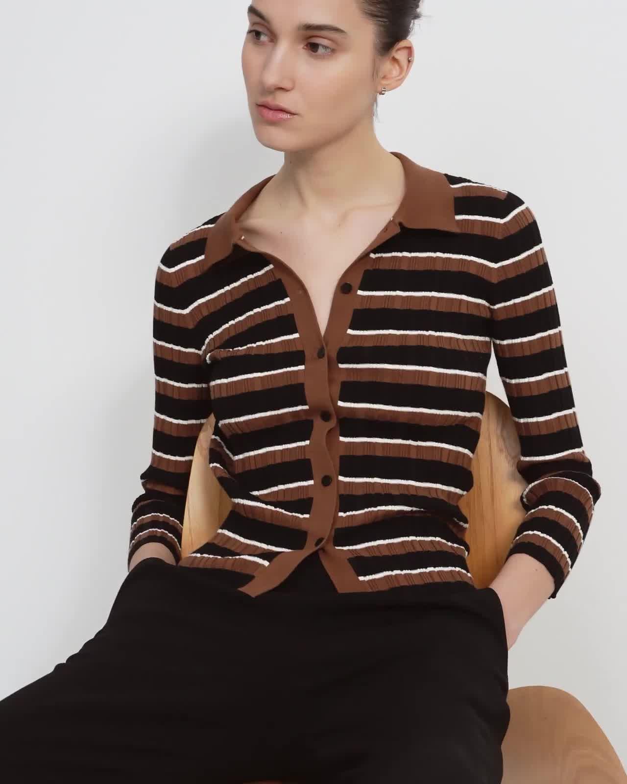 Cotton Deep V-Neck Cardigan | Theory