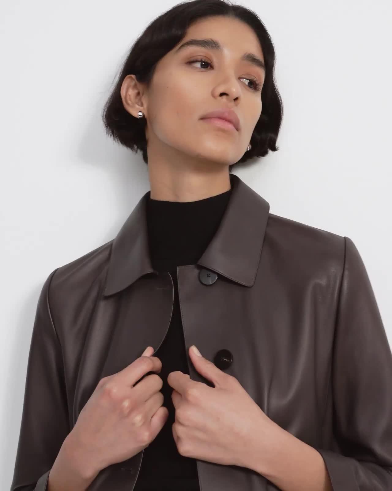 Cropped Piazza Coat in Leather