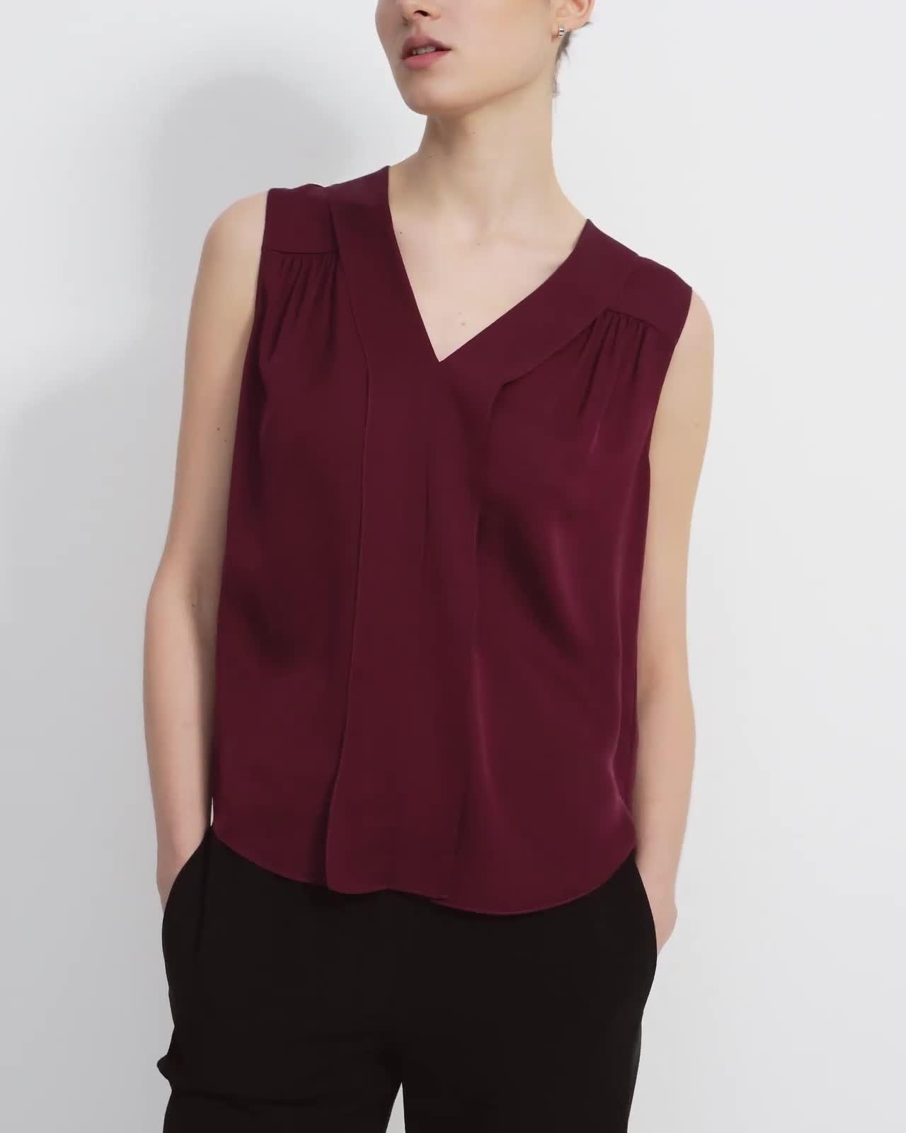 V-Overlay Top in Silk Georgette