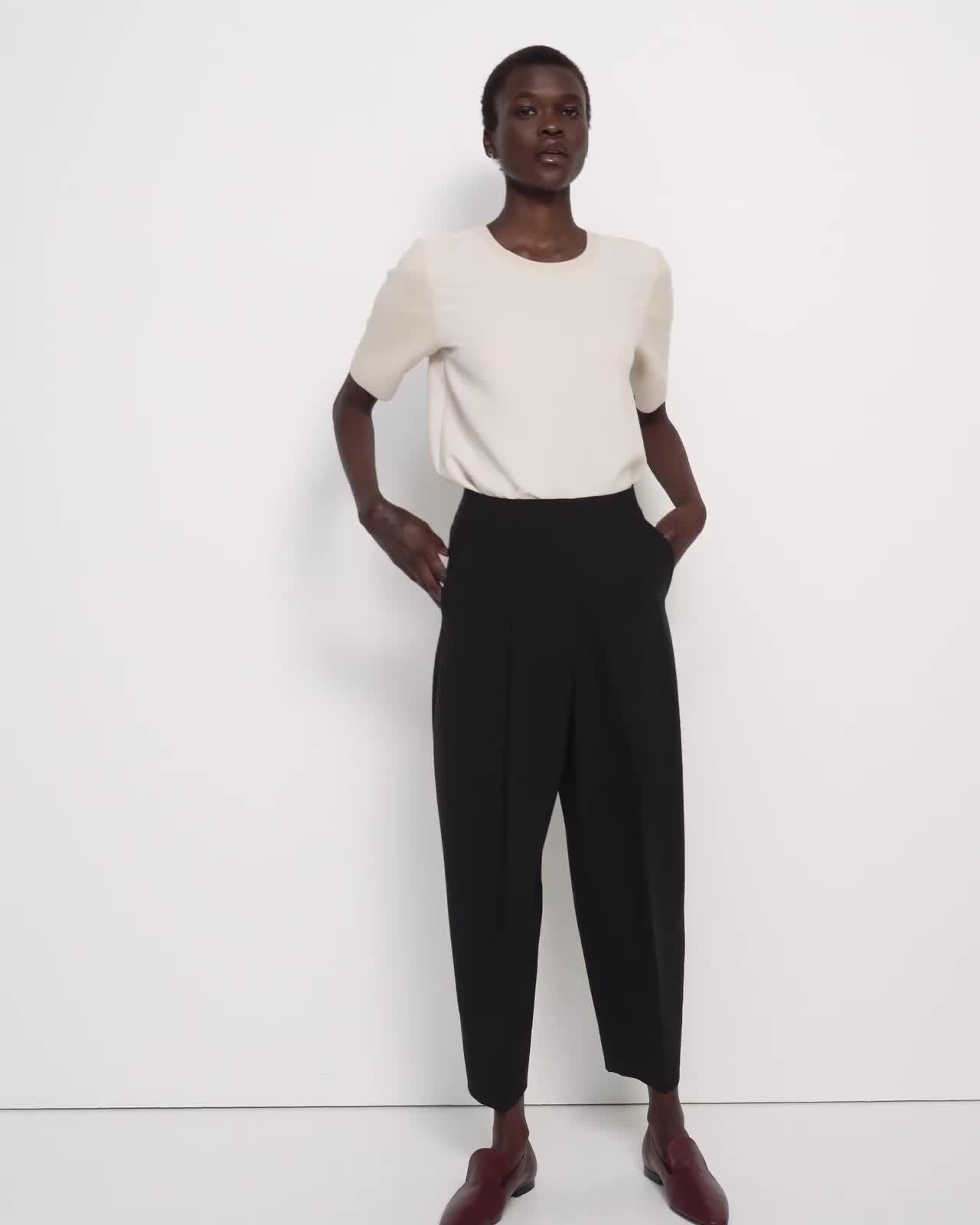 Pleated Carrot Pants Black