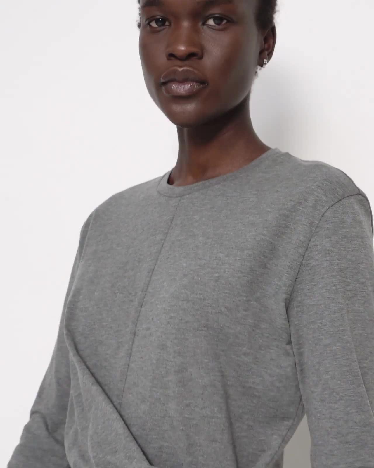 Draped Long-Sleeve Tee in Cotton