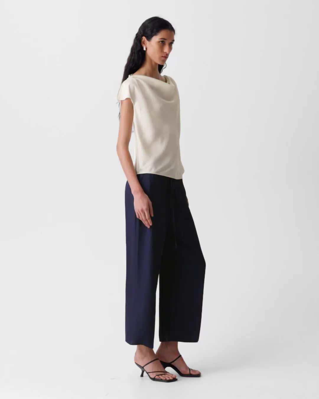 Cropped Wide-Leg Pant in Washed Twill