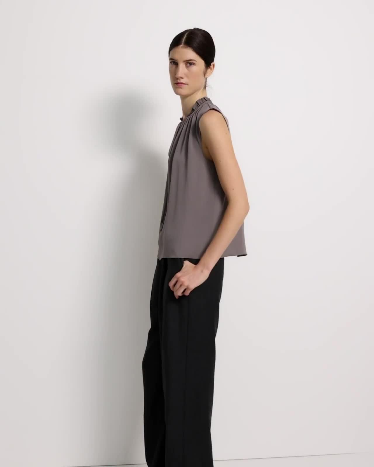 Tie Neck Shell Top in Silk Georgette
