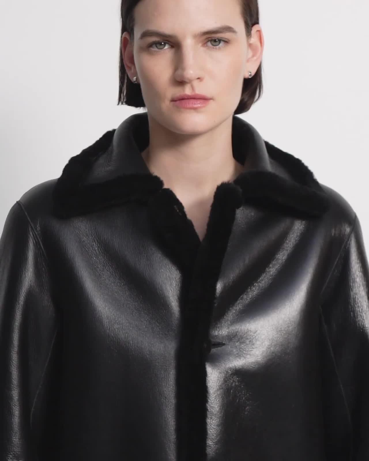 Reversible Trench Coat in Shearling