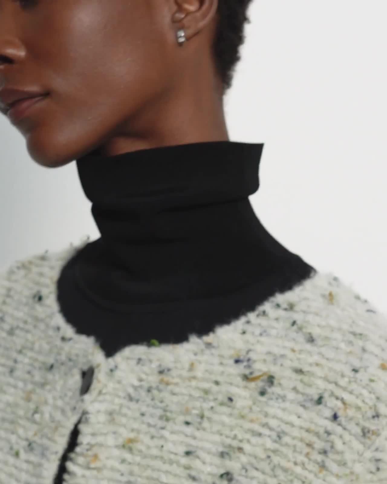 Crew Neck Cardigan Jacket in Knit Bouclé