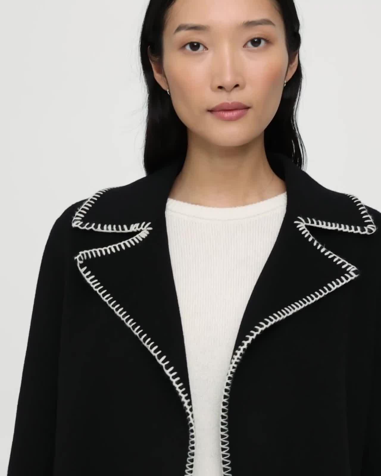 DoubleFace WoolCashmere Blanket Stich Clairene Jacket Theory