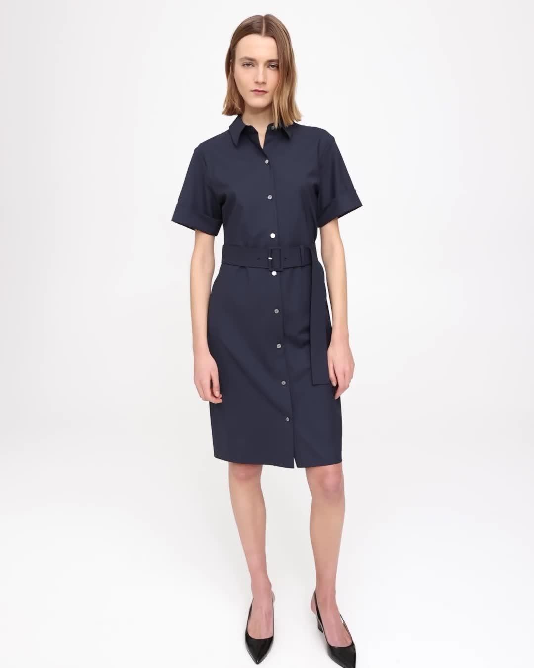 Belted Shirt Dress in Good Wool