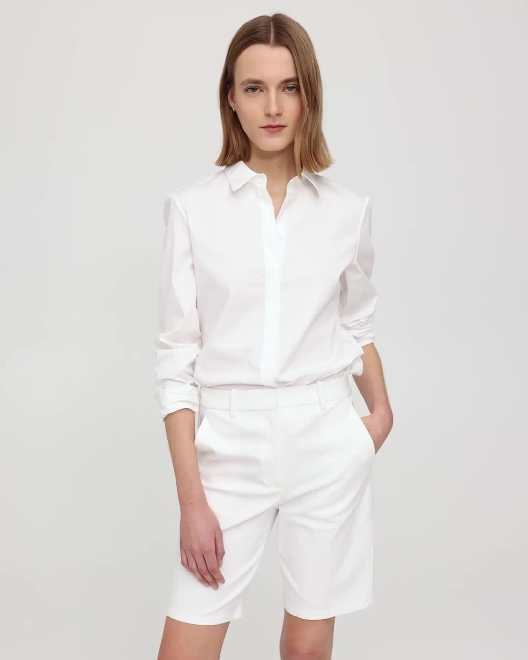 High-Waist Straight Short in Stretch Cotton