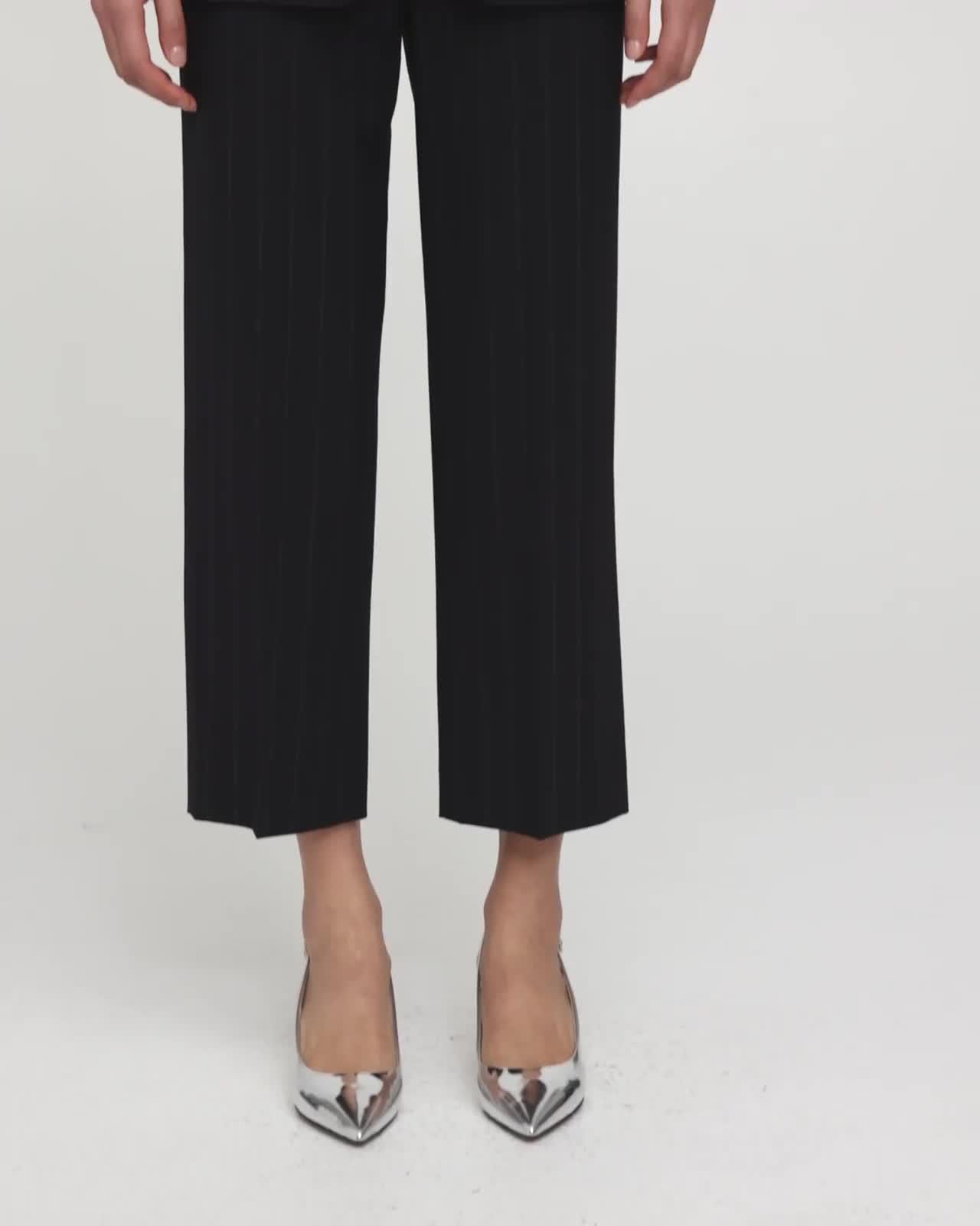 Cuffed Blazer in Striped Stretch Wool