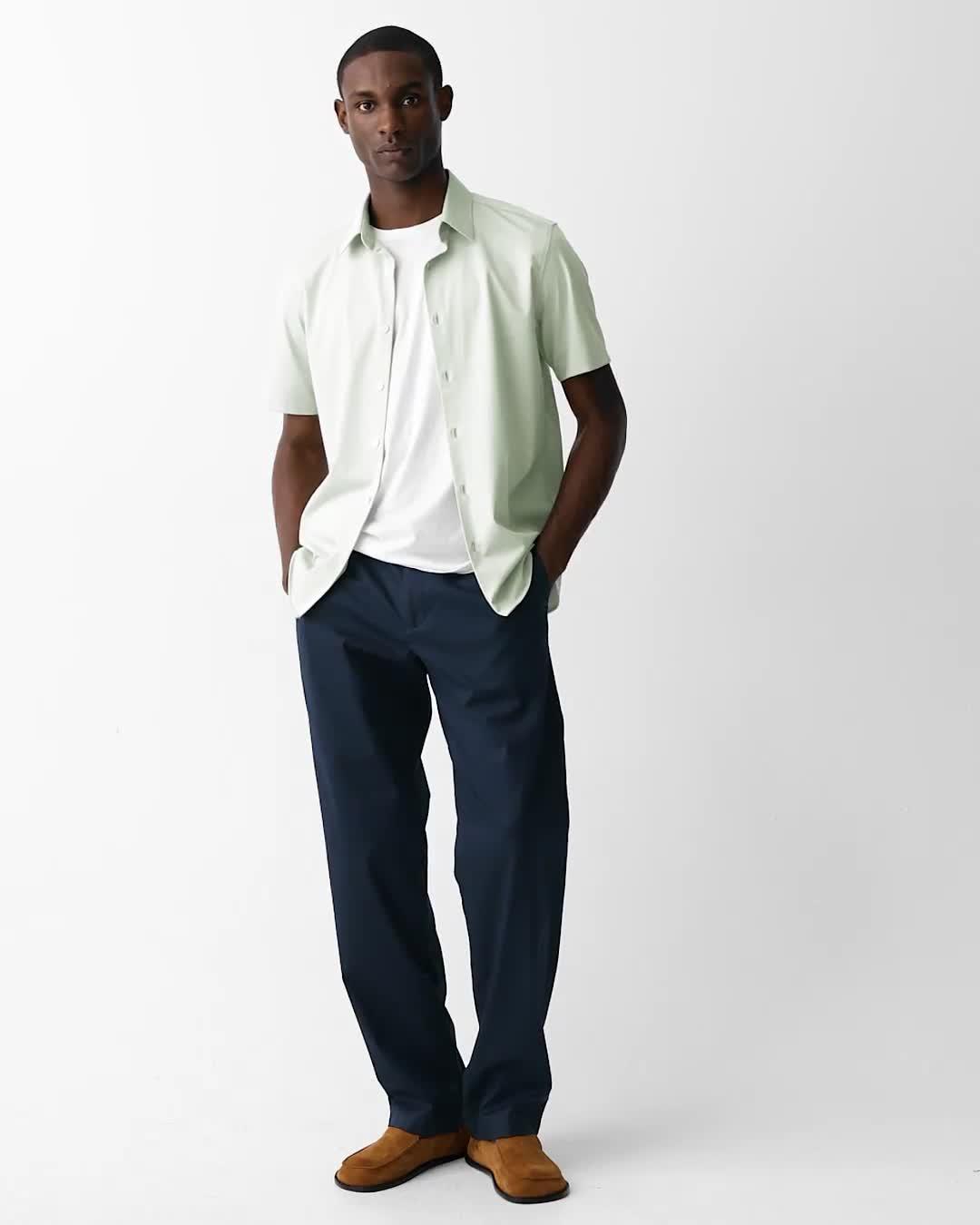 Irving Short-Sleeve Shirt in Structure Knit