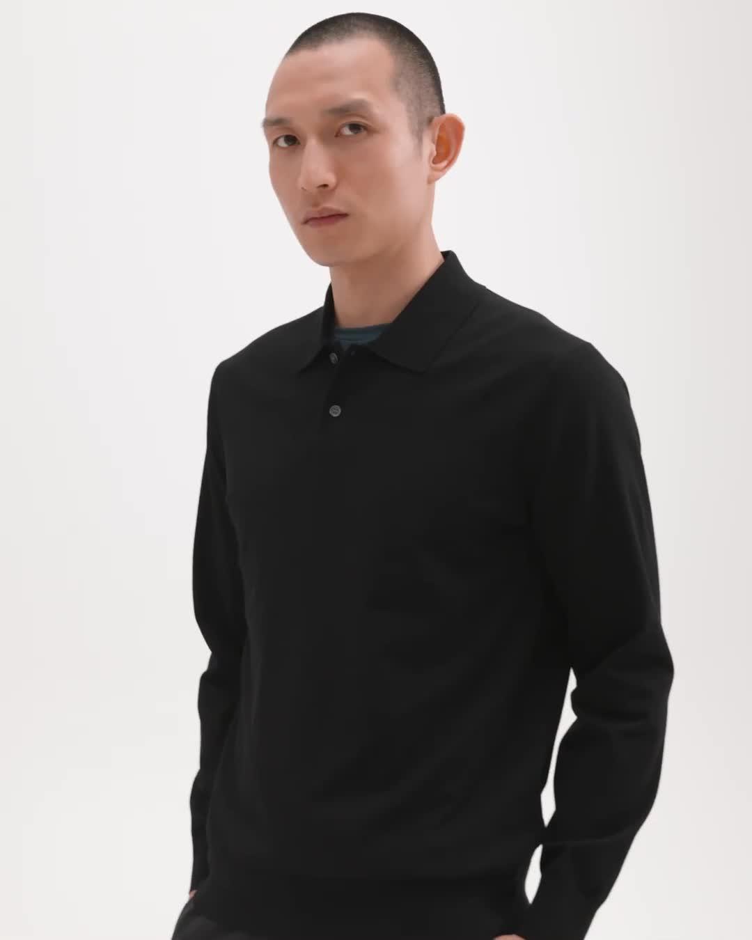 Goris Long-Sleeve Polo Shirt in Light Bilen