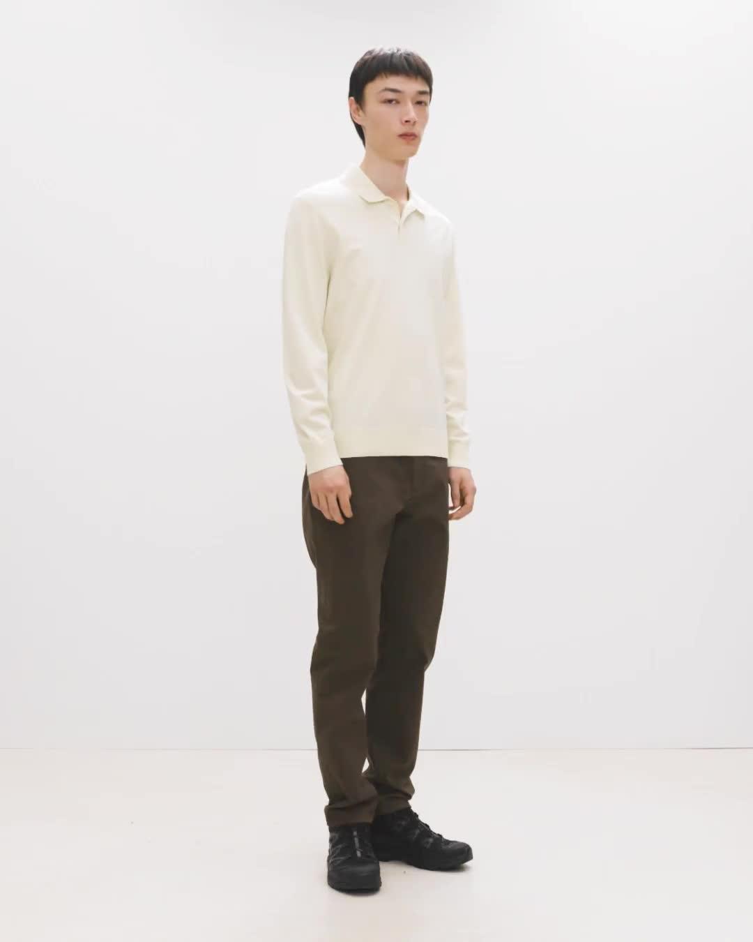 Goris Long-Sleeve Polo Shirt in Light Bilen