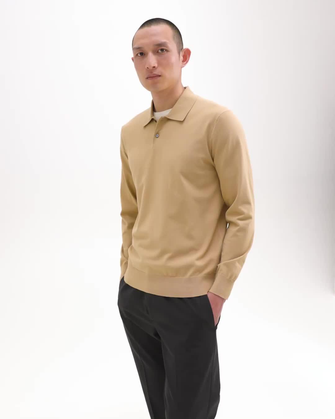 Goris Long-Sleeve Polo Shirt in Light Bilen