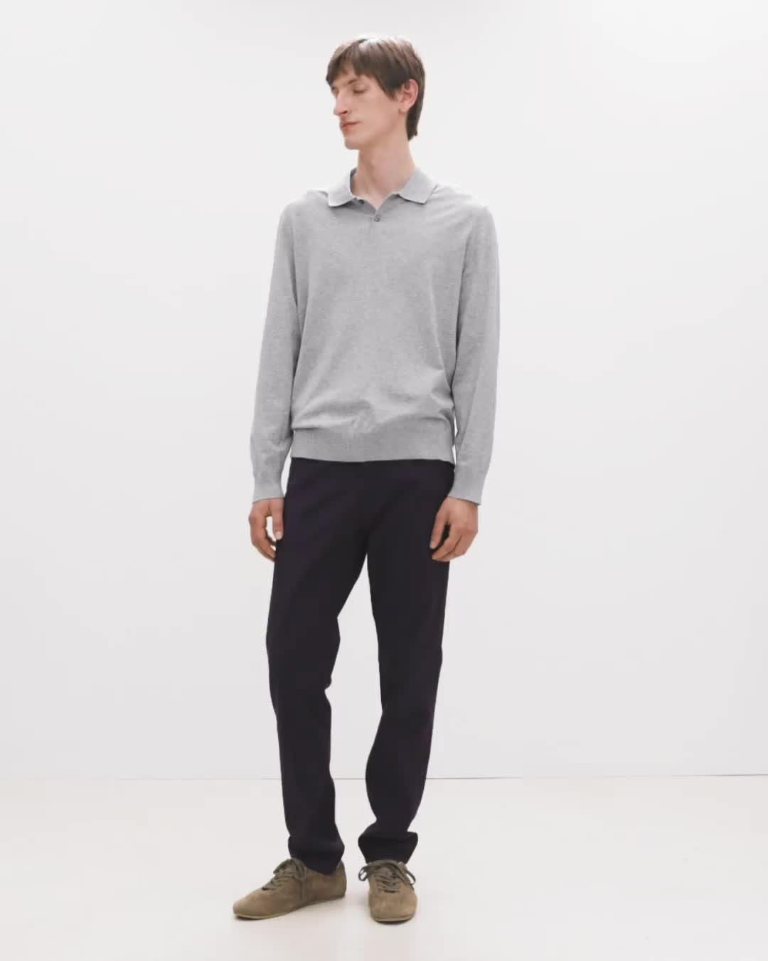 Goris Long-Sleeve Polo Shirt in Light Bilen