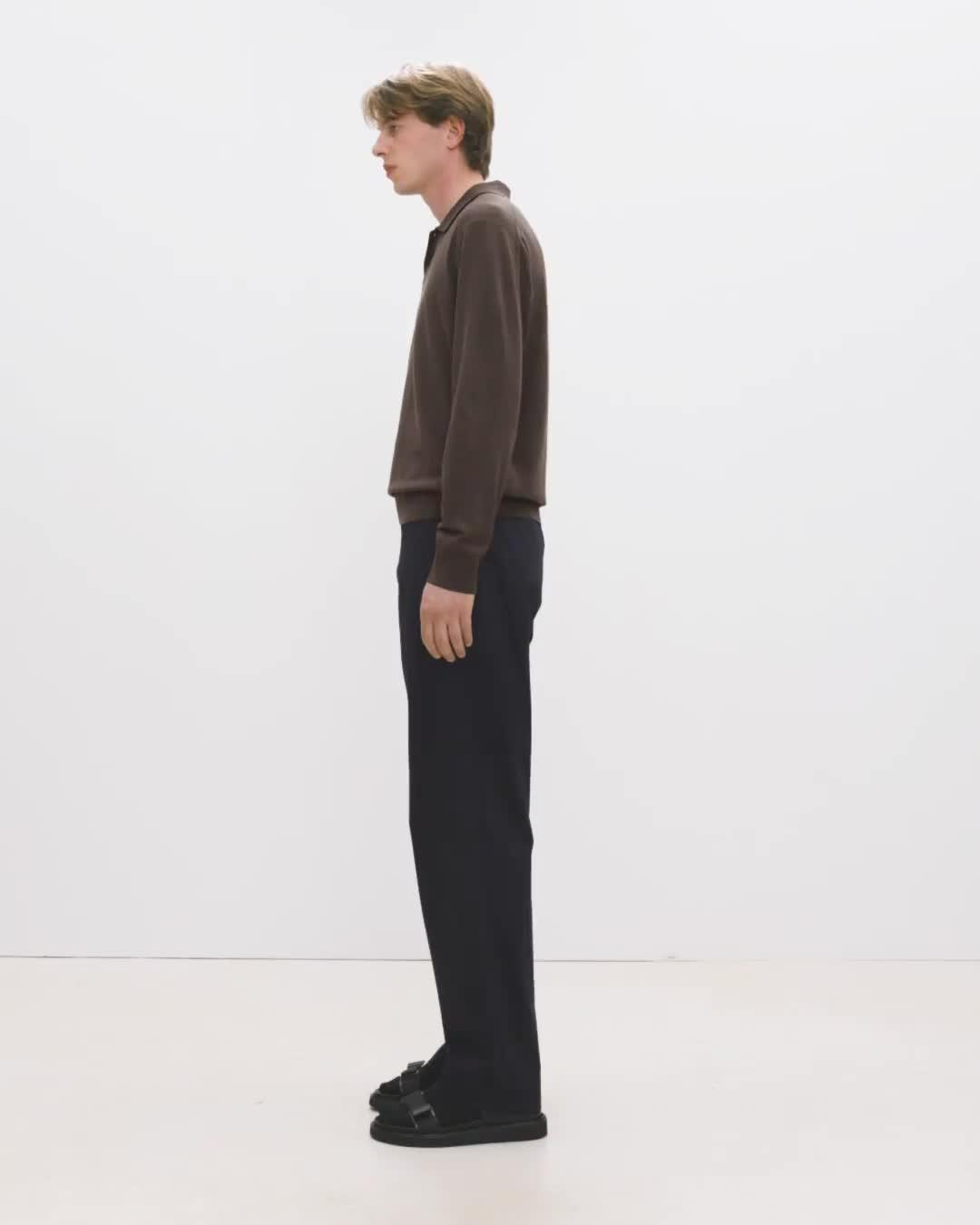Goris Long-Sleeve Polo Shirt in Light Bilen