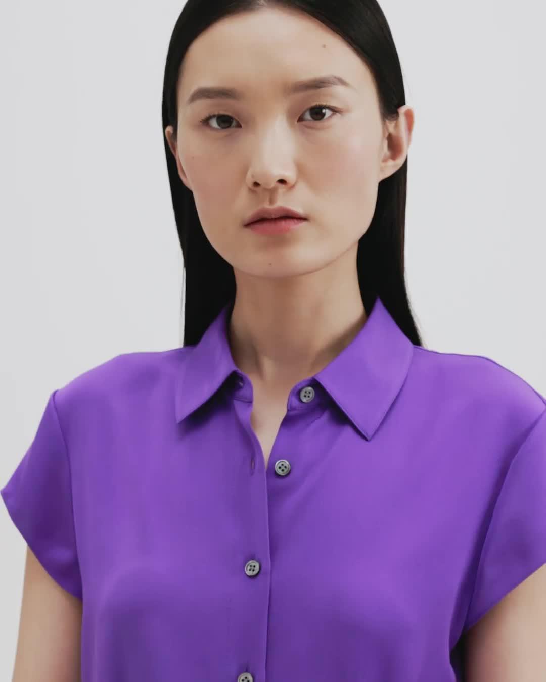 Theory Modern GGT Cap SLV Blouse シルク100% Theory Cap-Sleeve Modern Silk Georgette Blouse - Bergdorf
