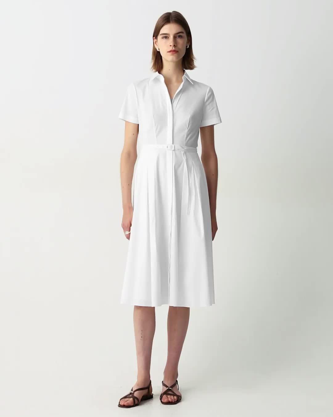 Short-Sleeve Shirt Dress in Good Cotton