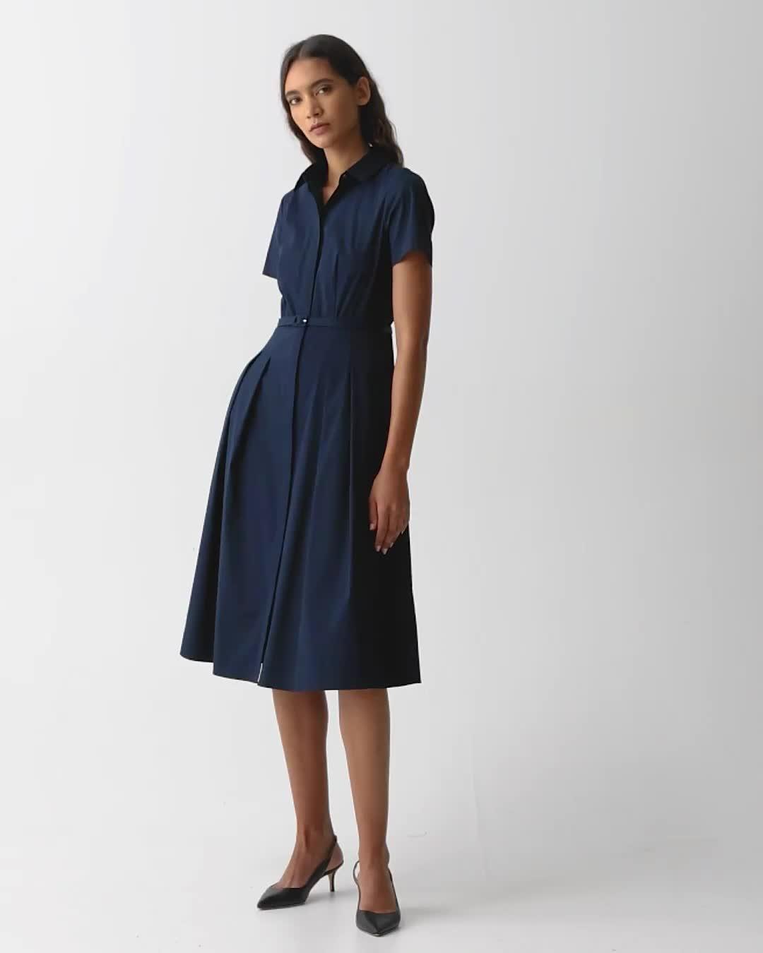 Short-Sleeve Shirt Dress in Good Cotton