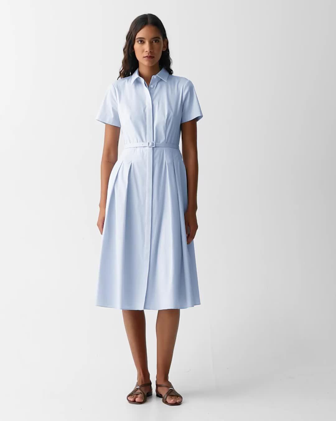 Short-Sleeve Shirt Dress in Good Cotton