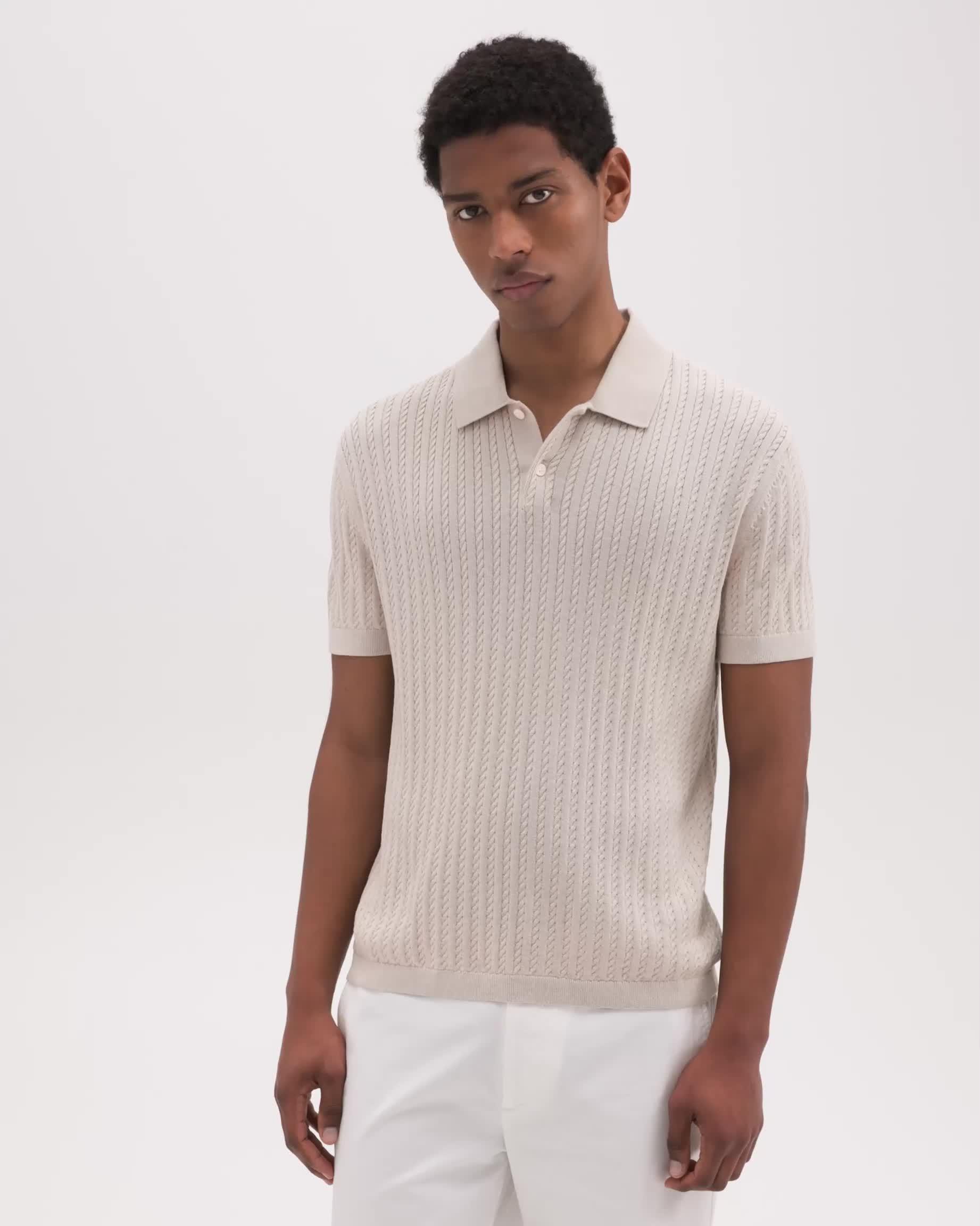 Cable Knit Polo in Cotton