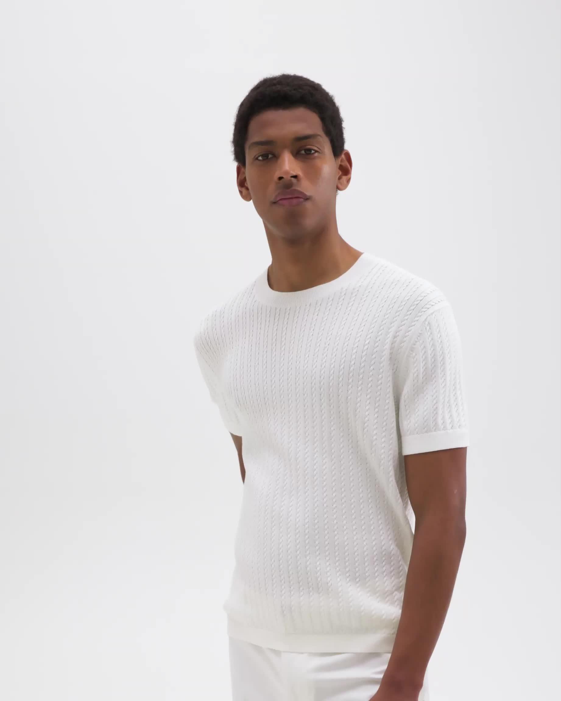 Cable Knit Tee in Cotton