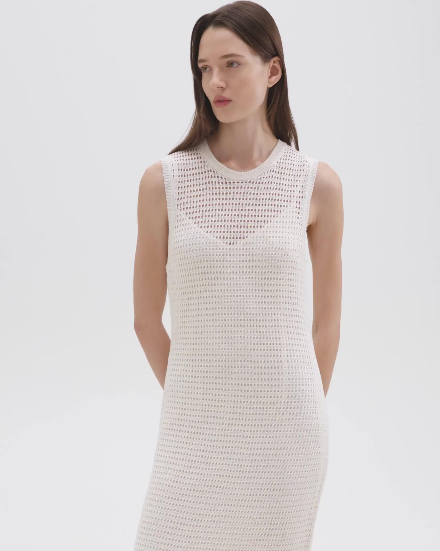 Mesh-Maxikleid aus Leinen-Viskose