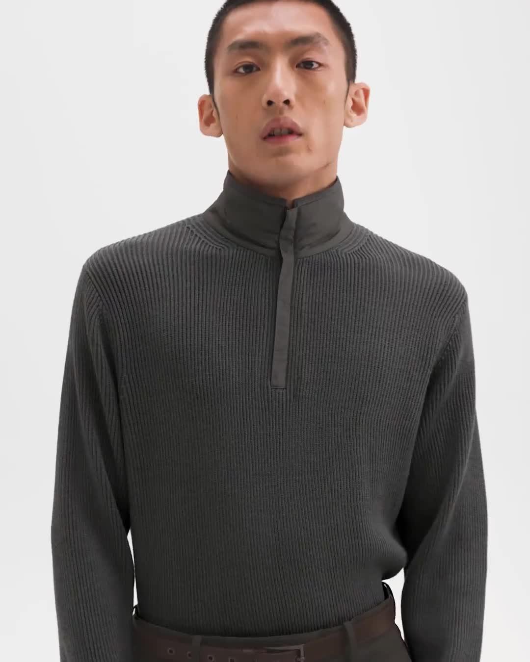 Quarter-Zip Pullover in Nylon-Wool