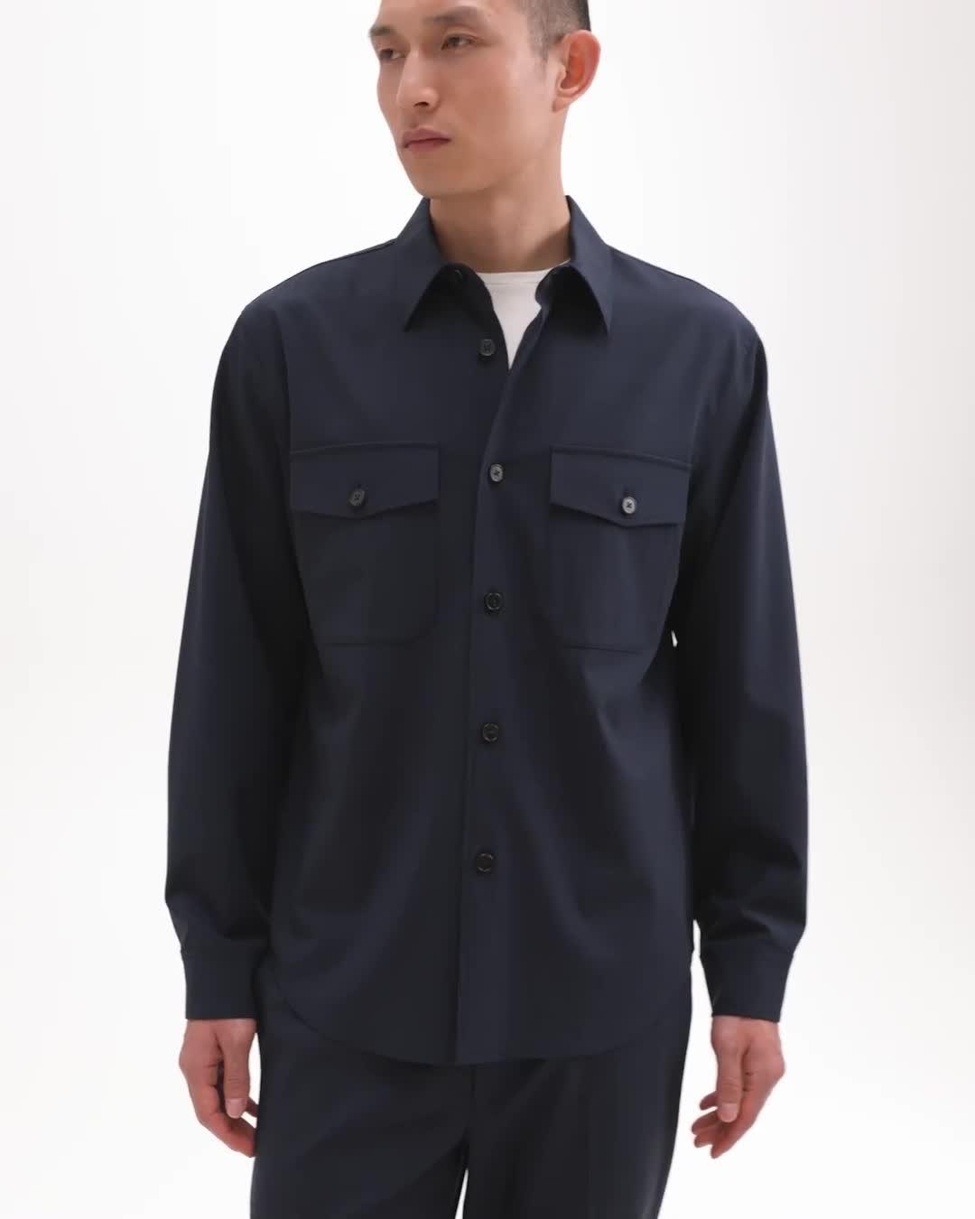 Garvin Shirt Jacket in Stretch Wool
