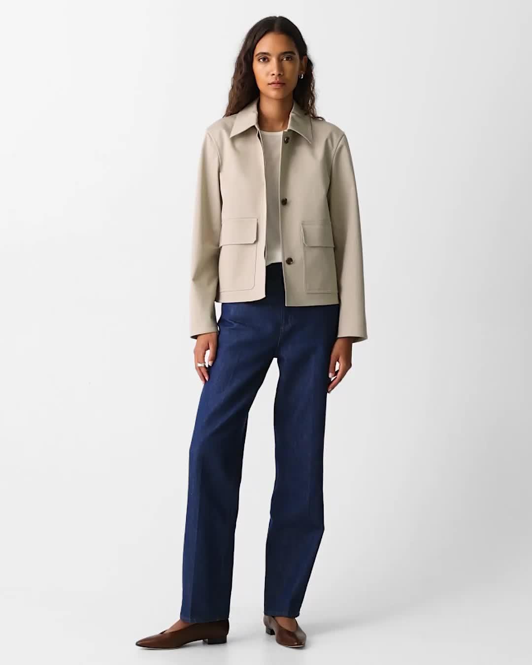 Cotton Gabardine Boxy Jacket | Theory