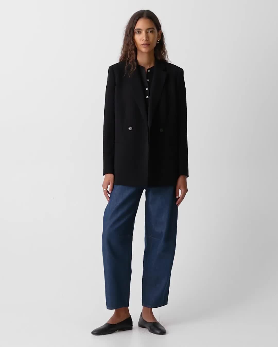 Admiral Crepe Relaxed Double-Breasted Blazer | Theory