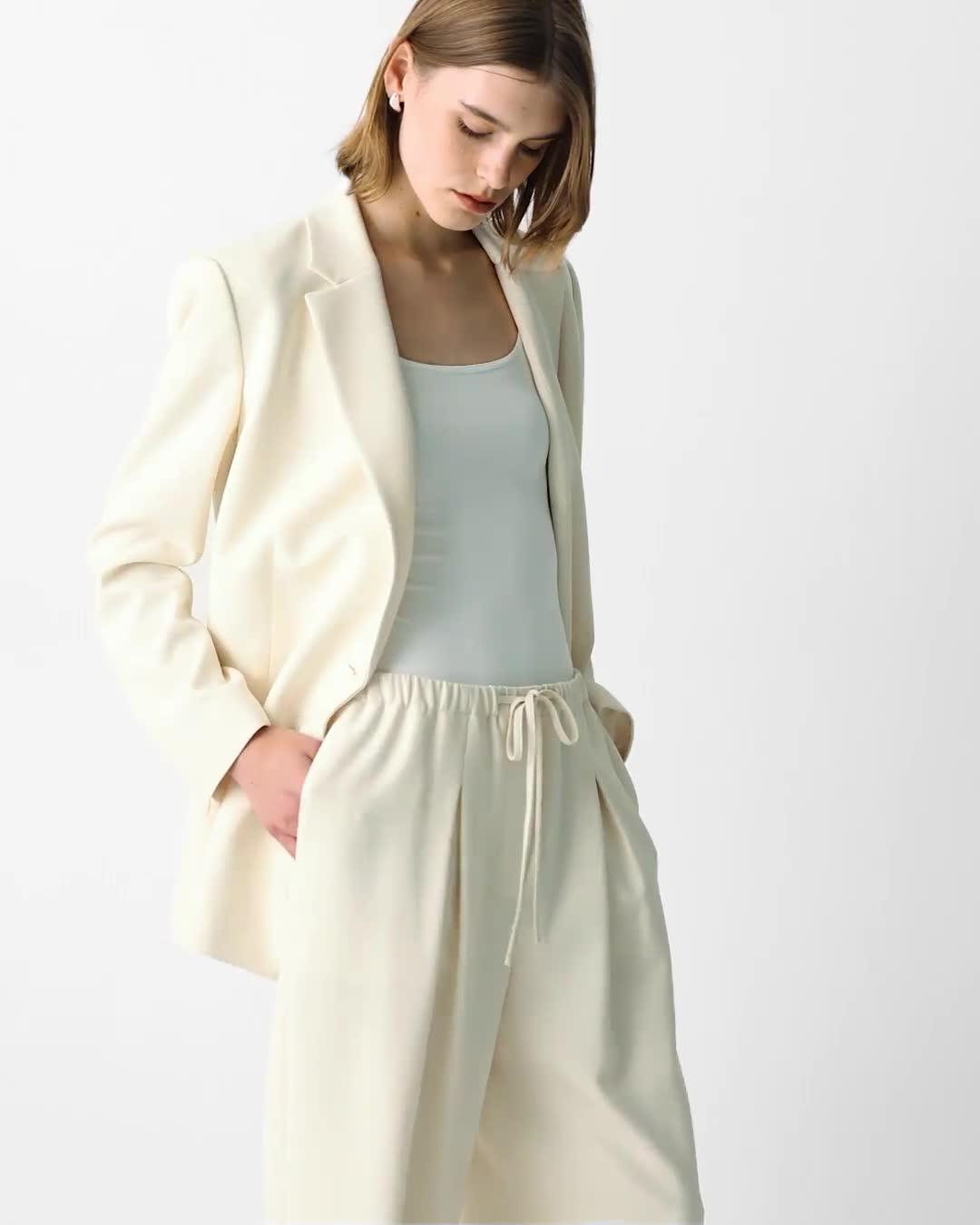 Relaxed Double-Breasted Blazer in Admiral Crepe