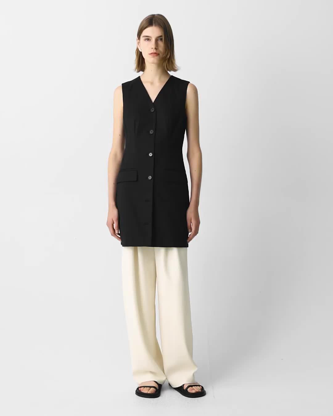 Sleeveless Blazer Dress in Cotton Chino