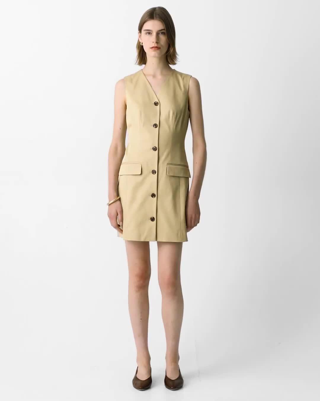 Sleeveless Blazer Dress in Cotton Chino