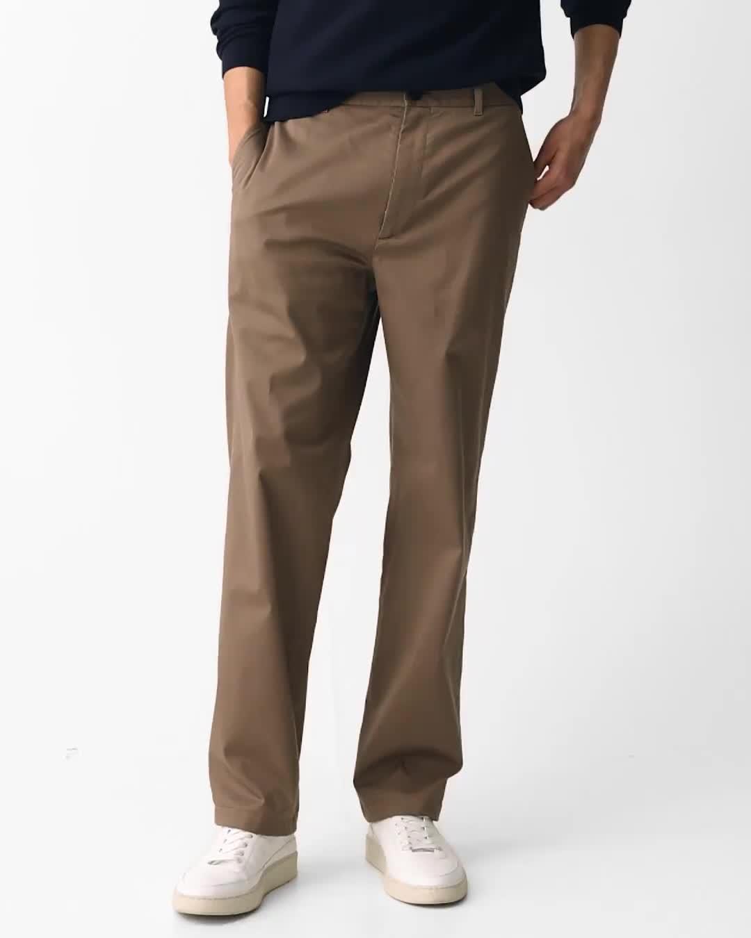 Straight Trousers in Cotton-Blend Twill