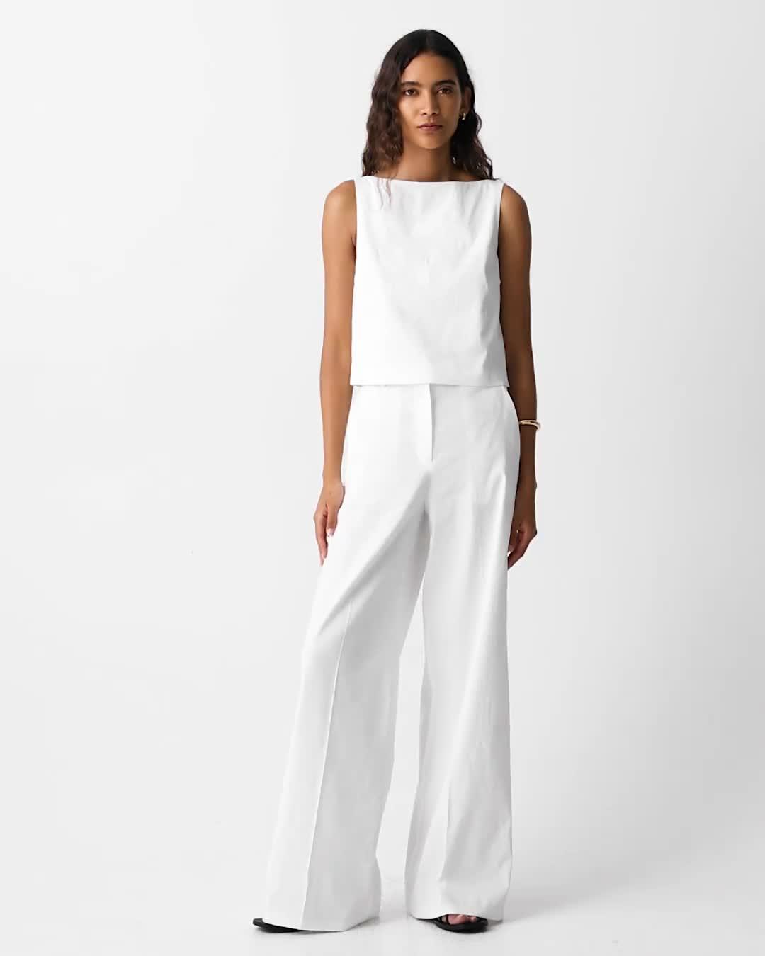 Good Linen Sleeveless Boatneck Top | Theory