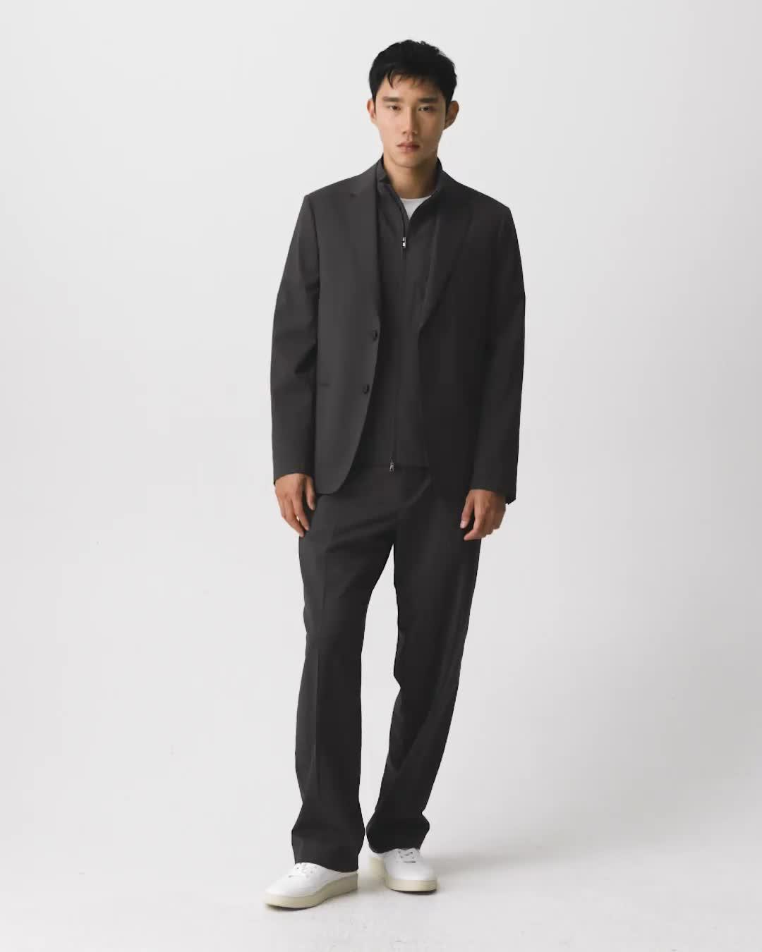 【美品】 Theory セットアップ Clinton メルトン ブラック L Charcoal Melange Clinton Blazer in Motion Wool | Men's Wool Blazer