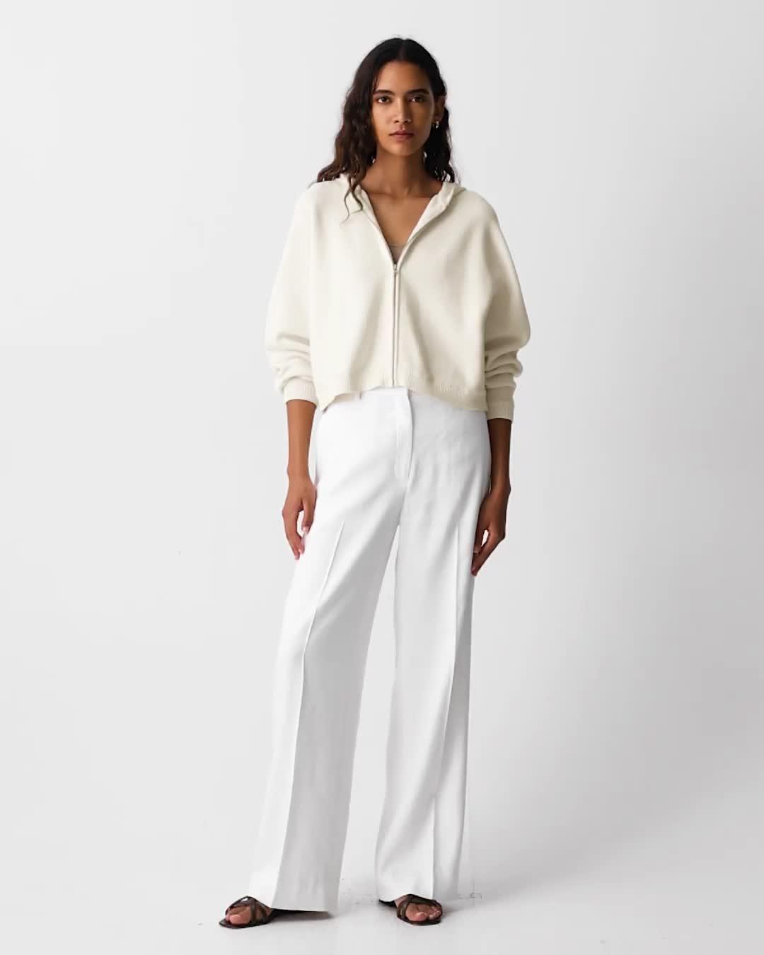 Straight Trousers in Linen-Viscose