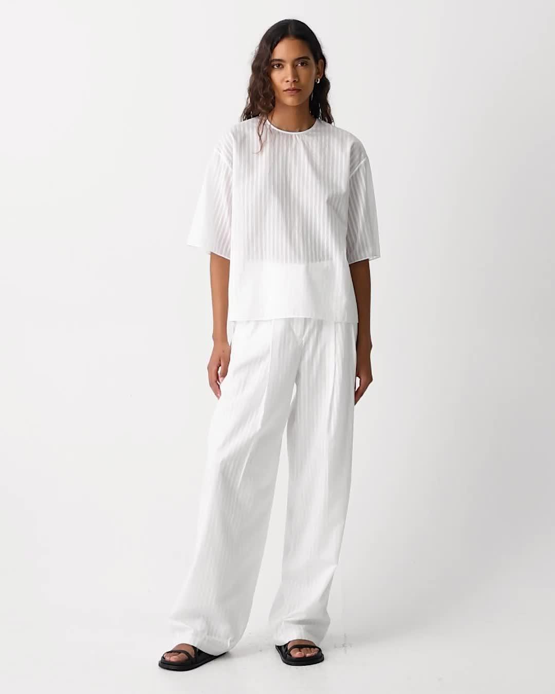 新品✨Theory✨Cotton Shirting Boxy SS PKT SH Theory Women's Boxy Short Sleeve Pocket Shirt White at