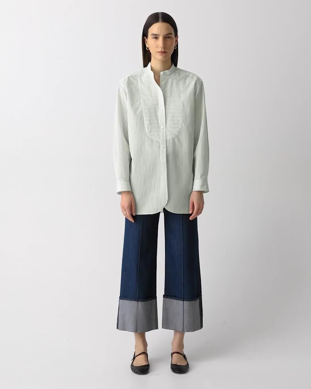 Chemise de costume en coton mélangé rayé