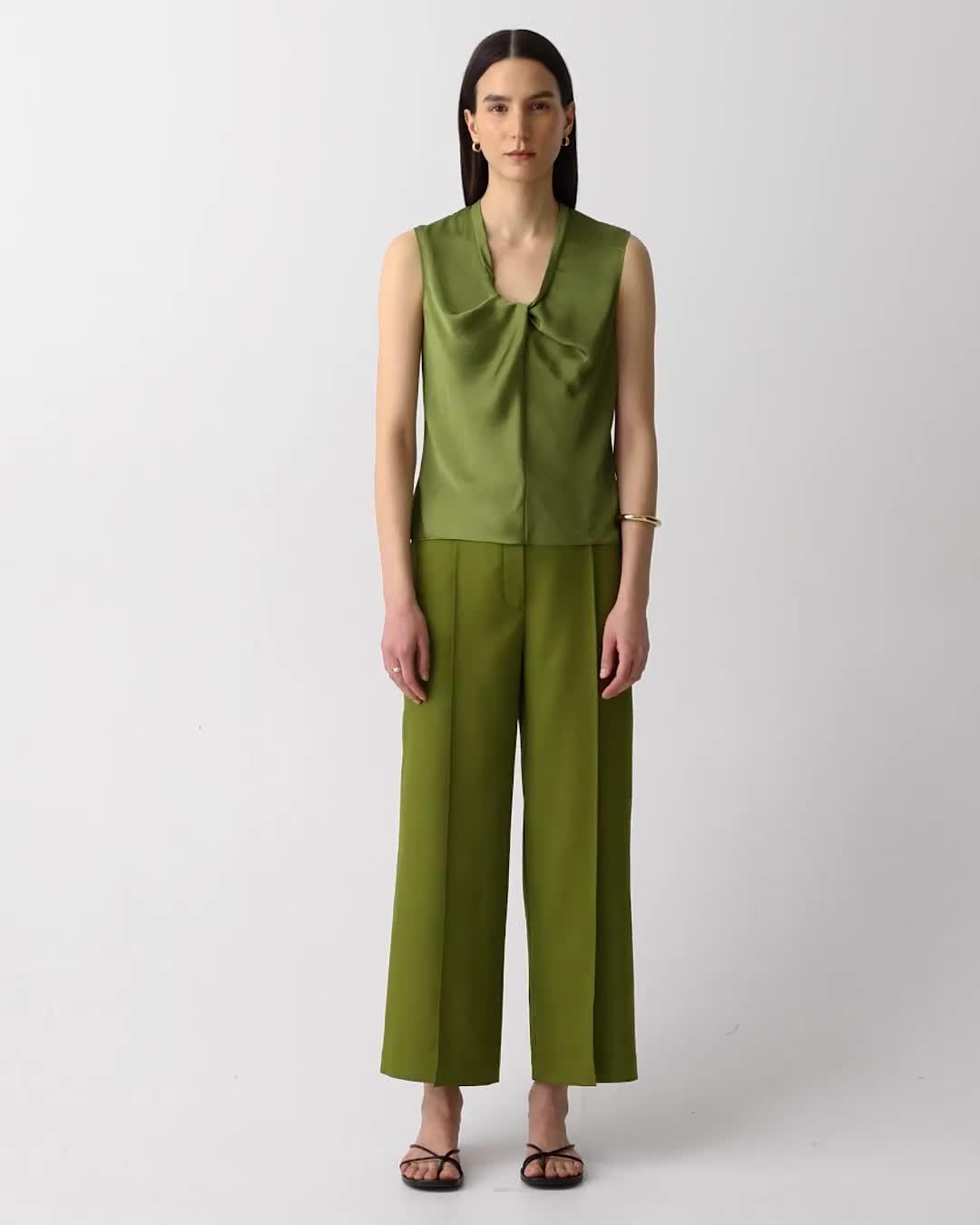 Sleeveless Twisted Blouse in Crushed Satin