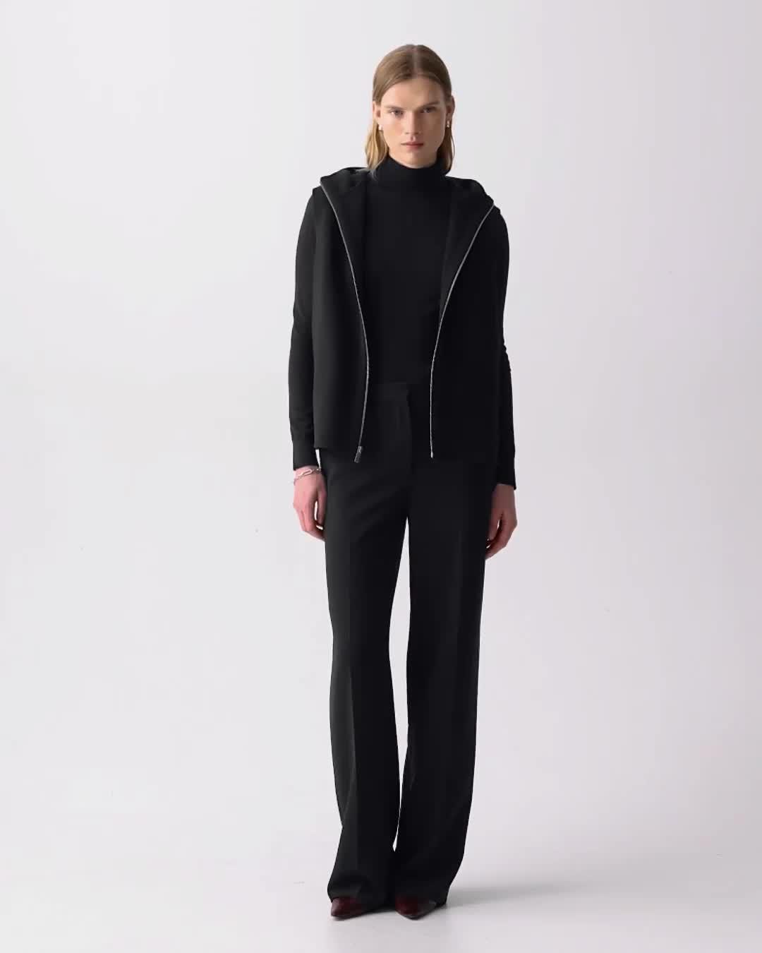 Hooded Vest in Double-Face Wool-Cashmere